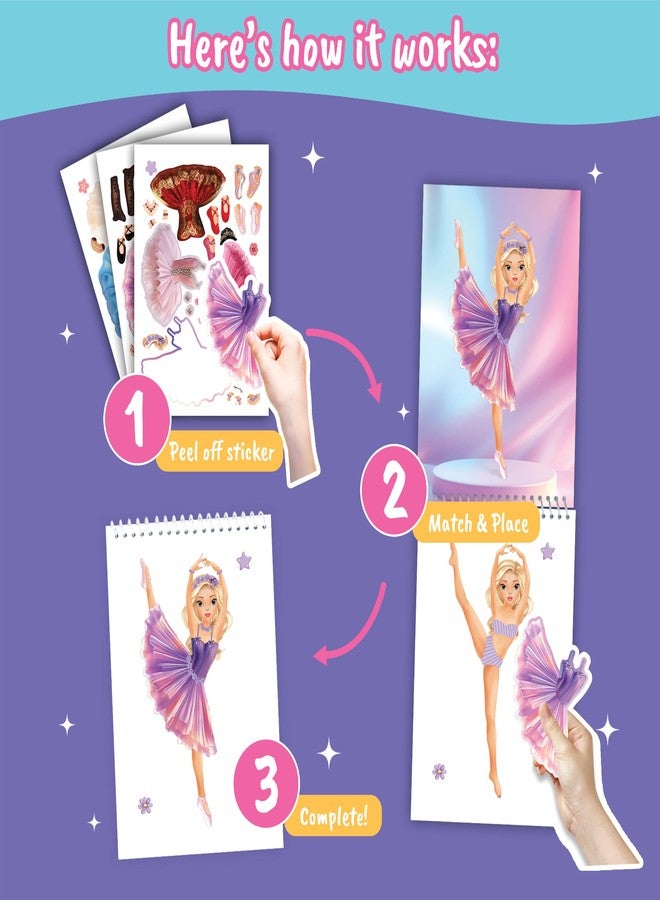 BSCOOL Sticker Dress Up Ballet - Sticker Activity Book for Kids. Learn Girls Fashion Design for Ballet with Stickers and Guides for Kids 5 and up. with 100+ Removable Stickers - Image 2